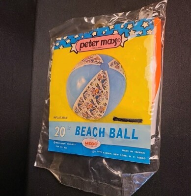 Vintage Peter Max Mego 20'' Beach Ball RARE Taiwan 1971 Psychedelic 60s Pop Art