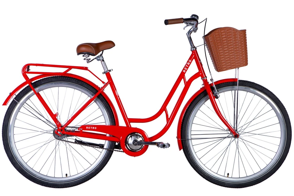 Fahrrad City Damen 28" Korb Stadt Retro Tiefeinstieg Gepäckträger Orange RH 48cm