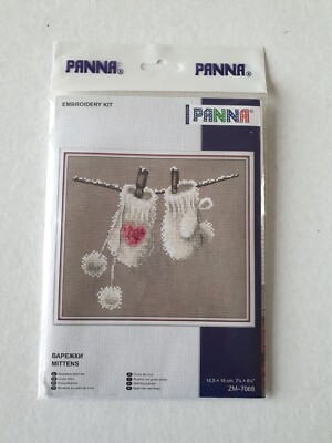 Panna - Winter Fäustlinge Wäscheleine Kreuzstich Set - 18,5 x 16 cm
