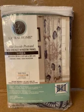 Laural Home Seaside Postcard 95'' Rod Pocket Sheer Window Curtain Panel Blue 