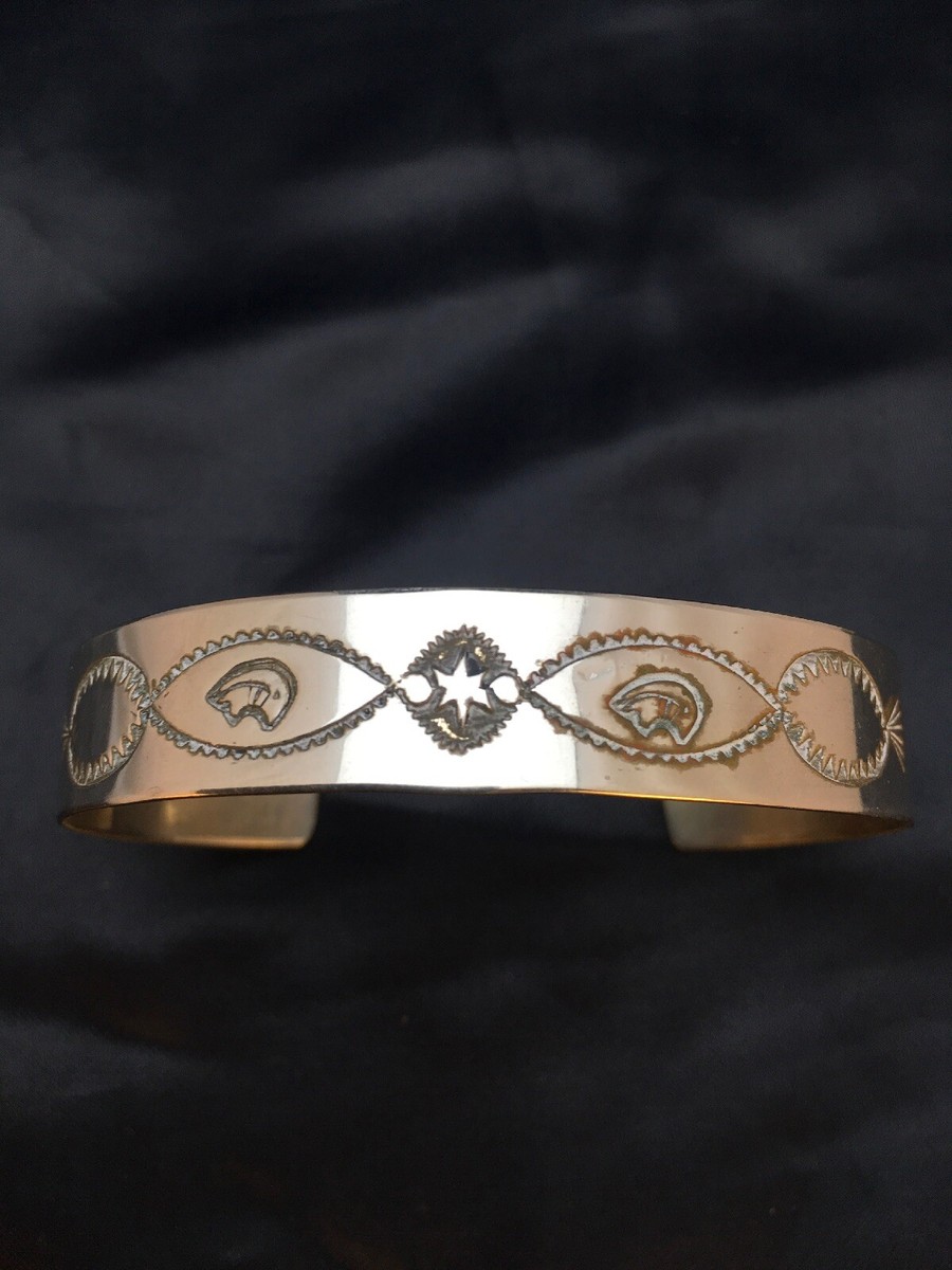 Native American Handmade Bear Bracelet Navajo Sterling