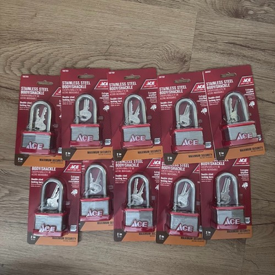 #ad Lot of 10 Ace Hardware Stainless Steel Body Shackle Security Lock Padlock $84.99