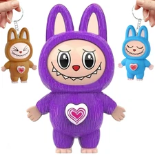 Face Changing Labubu Q Version Keychain Bag Charm Key Ring Faces Inspired Repro