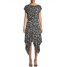 Vince Camuto Handkerchief Hem Dress size 14 Abstract Print Stretch Midi