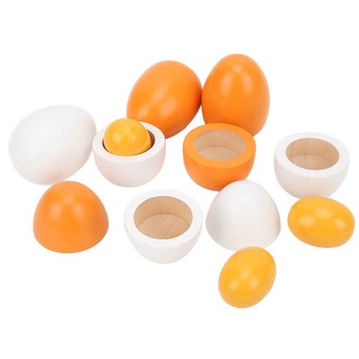 6x Realistic Wooden Fake Eggs Easter Eggs Children Play Kitchen Game Food To SET