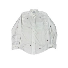 Brooks Brothers Regent Fit White Supima Cotton Embroidered Golf Shirt Mens L