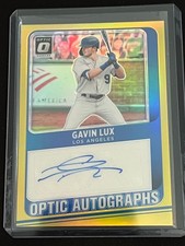 Gavin Lux 2021 Donruss Optic - Optic Autographs Gold #3/10 - Dodgers/Reds