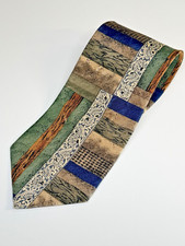 Zianetti Italian Silk Collection Men’s Silk Tie Green Brown Patchwork USA Made