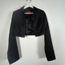 Esisto Conbipel Womens Black Cropped Blazer Jacket Medium Lined Made in Italy
