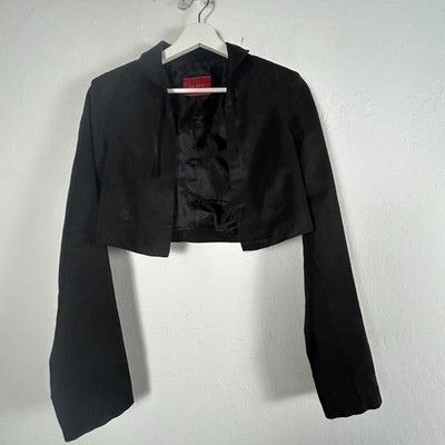 Esisto Conbipel Womens Black Cropped Blazer Jacket Medium Lined Made in Italy