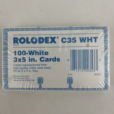 100 New Sealed C35 Genuine Rolodex Rotary Cards 3 x 5" Yellow 90s NOS