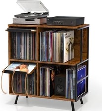 3 Tier Flip Top Record Player Stand, Vinyl Record Storage Holds up to 300 Album