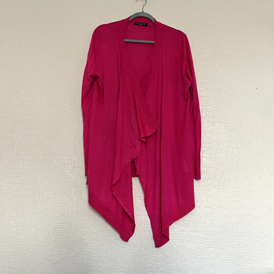 Dunnes Stores rosa Wasserfall Strickjacke Gr. XL UK 18-20 vorne offen drapiert