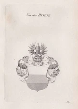 1840 Heydte Wappen Coat Of Arms Copper Engraving Heraldry Etching