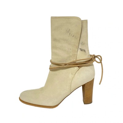 HERMES Suede semi-boots - Cream Beige Suede Women's Boots