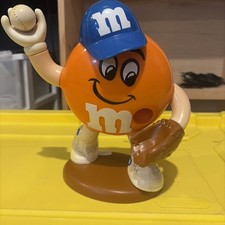 Vintage M&M's Orange Baseball Character 9" Candy Dispenser with Movable Arm WOW