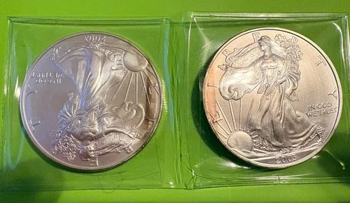 Lot Of 2 - 2003 American Silver Eagle US Coins - Bullion 1oz  Dollar Coins