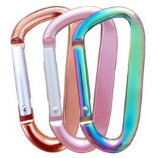 3" Aluminum Alloy Carabiner Clip D Ring Spring Snap Hook 3-Pack