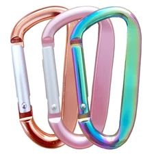 3" Aluminum Alloy Carabiner Clip D Ring Spring Snap Hook 3-Pack
