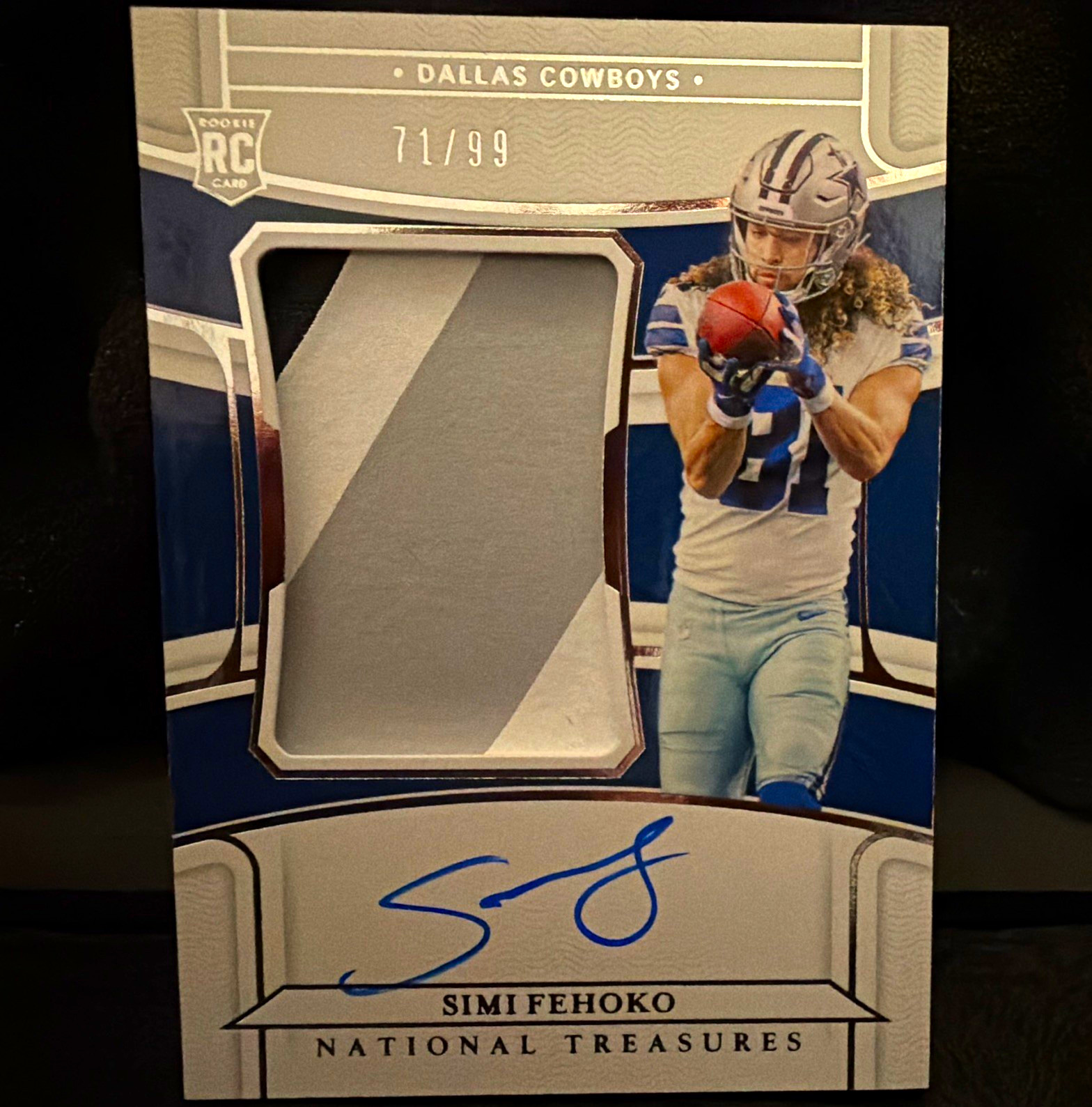2021 Panini National Treasures Simi Fehoko Cowboys RPA Auto MEM #196/99