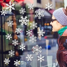 135PCS Christmas Window Clings Snowflake Decals Static Stickers Xmas Decorations
