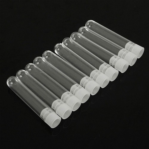 20Pcs Clear Plastic Test Tubes Vials w/ White Cap Stoppers Lab Teaching Supplies - Afbeelding 5 van 9
