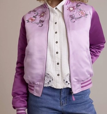 Her Universe Disney Tangled Rapunzel Icons Varsity Jacket Floral L XL NEW