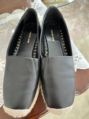 MICHAEL KORS KENDRICK ESPADRILLES BLACK LEATHER WOMEN'S 8M