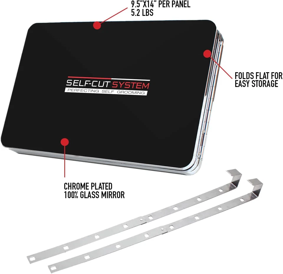 Self Cut System 3 Way Mirror for Self Hair Cutting, Trifold Barber Mirror with H - Image 3 of 4
