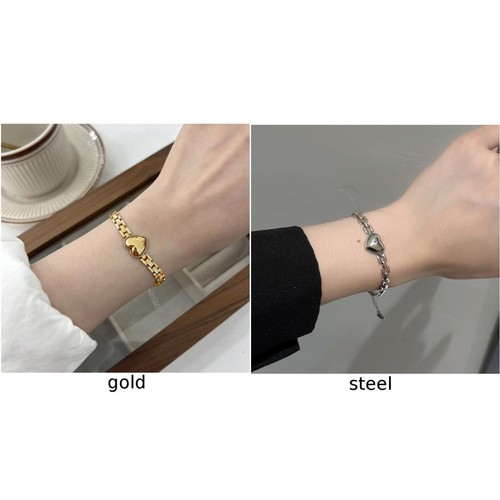 Sleek Gold Heart Bracelet for Women Perfect Minimalist Fashion Accessory - Picture 7 of 14