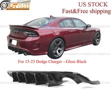 For 15-23 Dodge Charger Gloss Black Rear Bumper Diffuser Lip With Shark Fins For 15-23 Dodge Charger Gloss Black Rear Bumper Diffuser Lip With Shark Fins