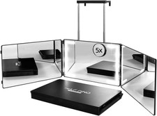 Self Find-3 Way Mirror for Hair Cutting with Standard, Black With Led