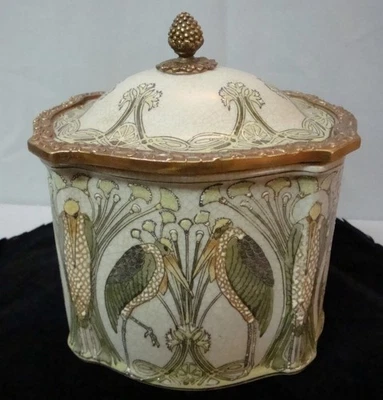 Boite Bijoux Marabout Oiseau Style Art Deco Style Art Nouveau Porcelaine Ceramiq - Photo 1/4
