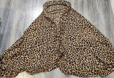 ESY STUDIO EY Fleece Animal Print Shawl Wrap Cheetah Womens One Size Ruffle Trim