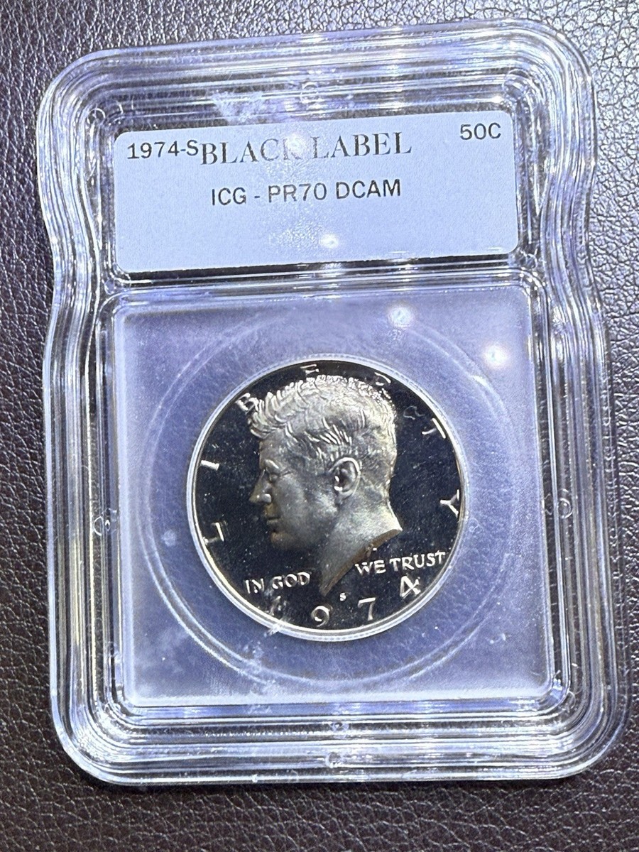 1974-S Kennedy 50c ICG - PR70 DCAM Black Label - Gray Sheet @ $310