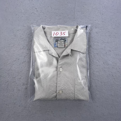 Big Dogs Shirt Mens Medium Gray White Plaid Button Up Short Sleeve Pocket - Picture 10 of 10