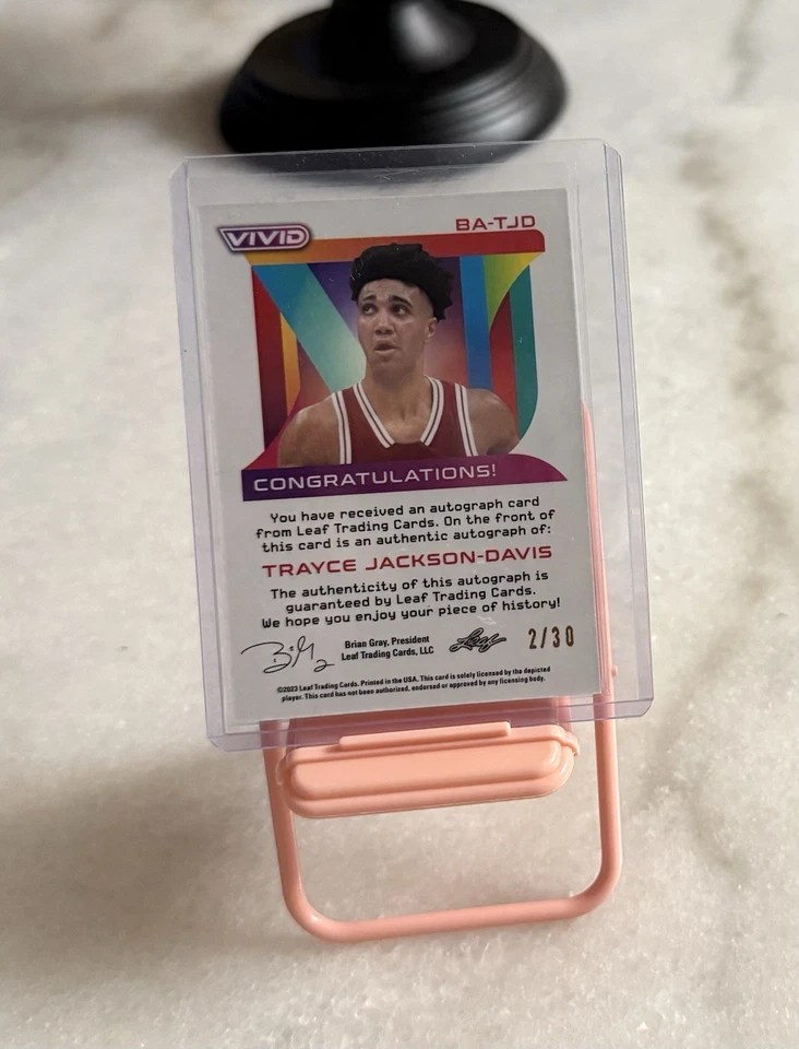2022-23 LEAF VIVID - TRAYCE JACKSON-DAVIS #BA-TJD BLUE /30 (AU, RC) - Image 3 of 4
