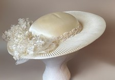 Vintage Satin Bridal Hat Lace Sequence Easter Hat