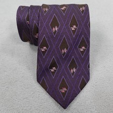 Ermenegildo Zegna Silk Tie Purple Brown Geometric Mens Necktie Luxury Italy