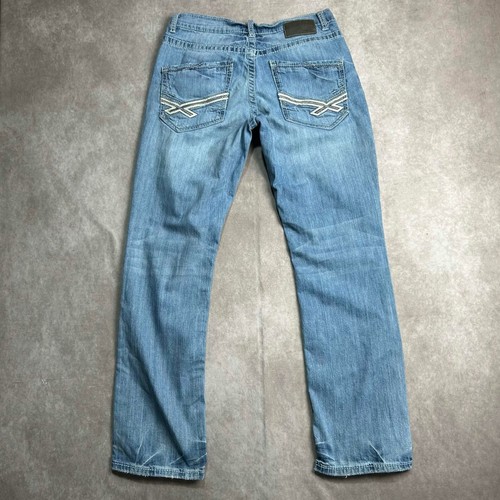 Jean BKE Denim Jake homme 31R jambe droite délavé bleu clair surpiqûres contrastées - Photo 1/9