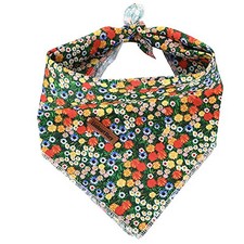Dog Bandana 1 Pack Washable Soft Cotton Print Bibs Scarf, Small Daisy
