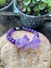 Amethyst Stone Bracelet, Natural Gemstone Clasp Bracelet