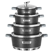 8-teilig Kochtopfset Induktion 20/24/28/32cm Kochgeschirr Topfset mit Glasdeckel