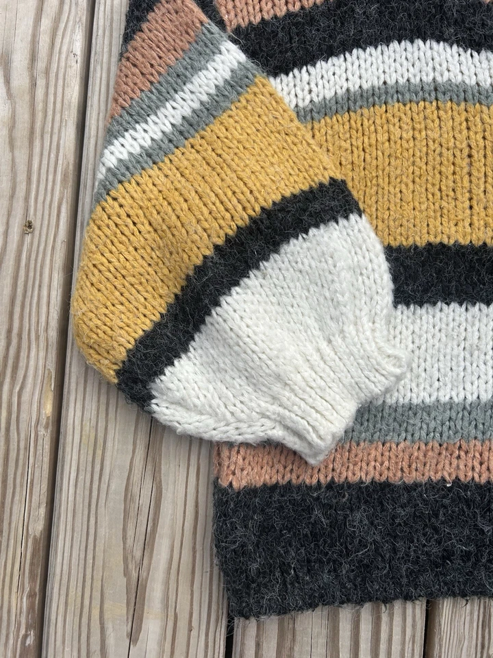 Lumiere Bohemian Sweater Womens Large Striped Chunky Knit Cabincore Woodsy Cozy - Image 4 of 4