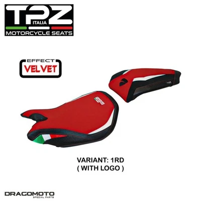 DUCATI PANIGALE 1299 2015-2018 tapisserie Selle DP129P-1RD-1 TPZ rouge CON LOGO - Photo 1/4