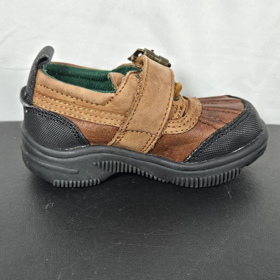 Zapatos Polo Sport Ralph Lauren Niño Pequeño Talla 5 Marrón Pato Hebilla Correa de Cuero Foto 2 de 4