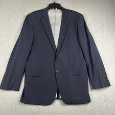 Brooks Brothers Explorer Suit Jacket Mens 42L Blue Wool Madison Fit Stretch READ