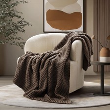 Chunky Chenille Knit Throw Blanket for Couch, Soft Luxurious Moss Stitch Blan...