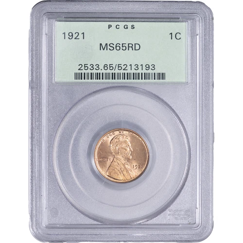 1921 1c Lincoln Wheat Cent ~ PCGS MS65RD - OGH