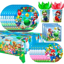 Super Mario Birthday Party Supplies Super Mario Party Tableware Plate Tablecloth